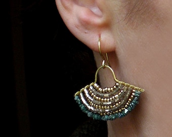 Raw diamond earrings // raw diamond jewelry // raw diamond and brass earrings // blue diamond // la chlo bijoux