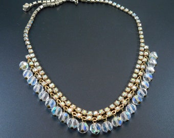 Rhinestone Fringe Necklace Vintage Jewelry