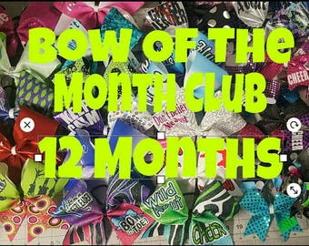 Cheer Hair Bow of the month club 12 months