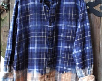 Half Full Flannels/ Funky Flannel Shirt/ Altered Flannels/ Farmhouse Chic/ Chic and Shabby/ Size 2X Flannels/ Shabbyfab Funwear