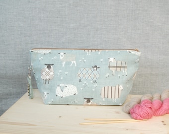 Extra large project bag knitting, sheep project bag. sheep gift, crochet project bag, yarn bag, work in progress bag, spinning gift