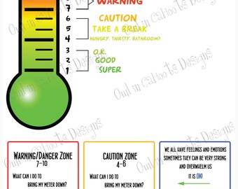 Feelings Thermometer chart-DIGITAL DOWNLOAD-behavior,visual schedule,ASD,anger management,autism,adhd,emotions