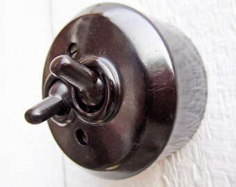 light switch / Vintage Light Electrical Switch / Double switch / Changeover / Black On/Off Switch Bakelit Black