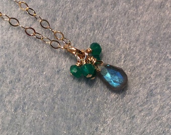 Labradorite cluster necklace; gemstone necklace; Laborodite necklace; cluster necklace