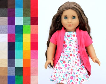 Fits like American Girl Doll Clothes - Tea Cardigan, You Choose Color and Sleeve Length | 18 Inch Doll Clothes