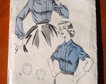 50er Jahre unbenutzt WELDONS (nicht Repro, nicht copy)orig.,vtg.factory-folded/punch-holed-Ladies Bluse Muster No.1036-Größe 36".-ein Besitzer von neu.