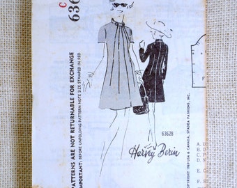 Vintage Pattern Spadea 63628 Bust 38 1960s Harvey Berin mail order A Line sunburst high collar dress Secretary Mad Men