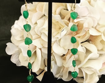 Emerald Green Gemstone Earrings, Dangling Earrings, May Birthstone Earrings