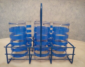 6 glasses lemonade with vintage metal support