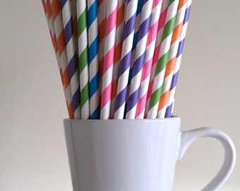 Pink, Orange, Green, Blue, Purple Paper Straws Dora the Explorer Party Supplies Party Decor Bar Cart Cake Pop Sticks Graduation