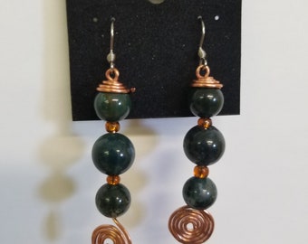 Green Moss Agate Earrings
