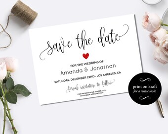 Save the Date Template - Save the Date Printable - Wedding Save the Date Template - Wedding announcement - Downloadable wedding #WDH0106