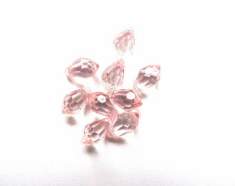 10 ROUND DROPS PINK SHEER TRANSPARENT 5/10 MM