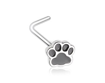 Adorable Paw Print L-Shaped Nose Ring