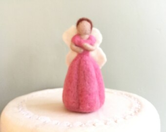 Fairy cake topper fairies Waldorf fairy doll needle felted fairy godmother fairy ooak doll fairy pink waldorf felt doll felt fairy doll cake