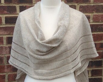Natural Linen Shawl , Rustic Wedding Shawl. Pure Linen Wrap Linen Knit Flax Shawl , Summer Linen Stole Mothers Day Gift Bridesmaids Wrap