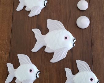 Chalkware Fish Plaques - Set of 6