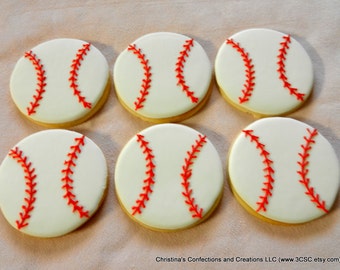 Baseball or Softball Hand Decorated Sugar Cookies