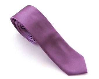 Mens Ties Dusty Lavender Skinny Silk Mens Necktie With *FREE* Matching Pocket Square Set