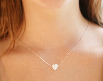 white opal necklace, heart necklace, heart opal necklace , white opal, luck necklace, gold filled necklace, opal jewelry,Gift for her