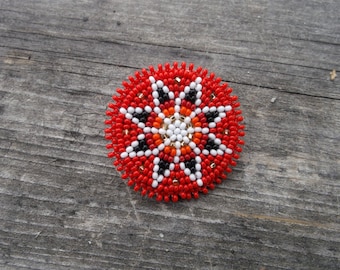 beaded morningstar pin, native american beadwork