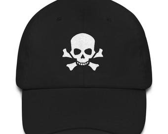 Skull and Crossbones Pirate Skeleton Cool Rock and Roll Embroidered Hat
