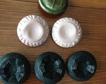 6 Large Antique Buttons 3 Different Styles 1 3/4" Crafting Magnets Jewelry Pictures Pins 1 Green 2 Pinkish Lavender 3 Black Unique
