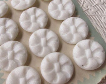 12 Vintage 1970s Czech Glass Buttons Handmade White Glass Czechoslovakia #57