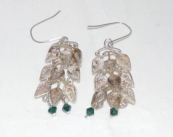Repurposed 800 Silver Leaf Earrings