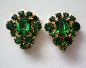 St. Patrick’s Emerald Green Rhinestone Clip Earrings - 5194