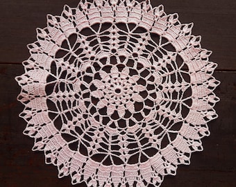 Pink handmade crochet doily No.70