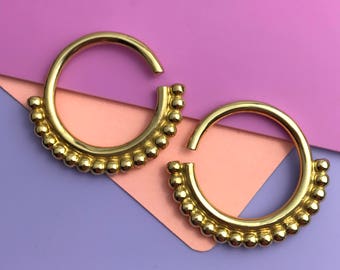 Mother India Ear Weights - Solid Brass - Ear Hangers for Stretched Lobes