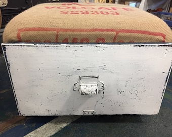 Vintage locker drawer rolling footstool
