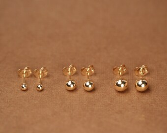 Gold ball earrings - gold dot earrings - gold studs - tiny ball earrings - little gold ball studs - 14k gold filled ball stud earrings