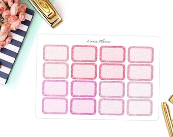 PINK Glitter Half Boxes (Matte planner stickers, fits perfect in Erin Condren Life Planner)