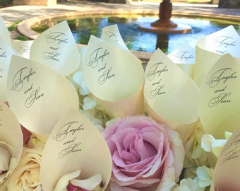 Personalized Wedding Petal Favor Cones (Shown in Opal)