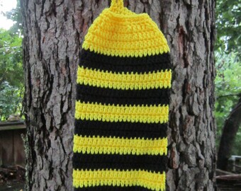 Bee Plastic Bag Holder, Crochet Bee Striped Yellow and Black Holder for Walmart Bags
