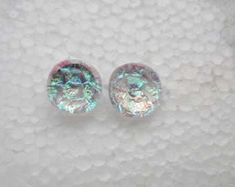 transparent morning dew POST EARRINGS fused dichroic glass (SYF19)