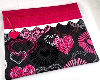 Valentine Bright Hearts Cross Stitch Embroidery Project Bag