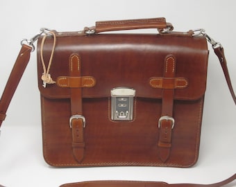 Leather briefcase.