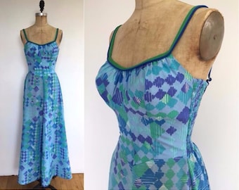 Vintage 60s/70s DeWeese maxi dress, 60s patio dress, 70s patio dress