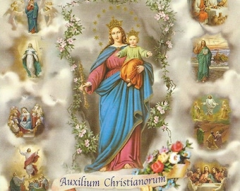Map postcard Virgin Mary Holy picture