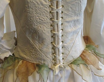 DDNJ Reversible Demi Corset w/Fairy Wisps Choose Fabrics Plus Custom Made ANY Size Renaissance Fae Elven Anime Wedding Kawaii Wench Costume