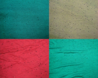 Polyester Rayon Slub With Black Polka Dot Texture Fabric