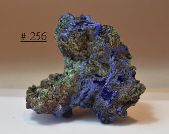 Vivid Azurite and Malachite Mineral Crystal Display Specimen