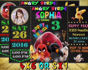 Angry Birds Invitation, Angry Birds Birthday, Angry Birds Party, Angry Birds Printables, Angry Birds Birthday Invitation, Digital File.