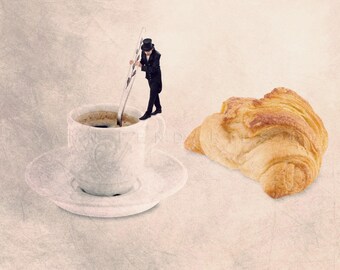 Food Photography, Parisian, Home Kitchen, Kitchen art , French parisian decor, Coffee Photo, Cafe print, Breakfast