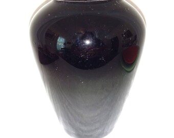Vintage Black Amethyst Glass Vase