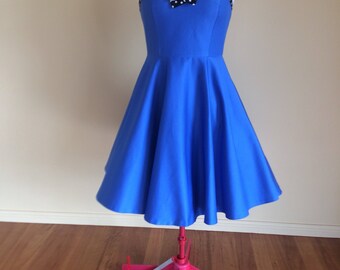 Pretty Blue Pinup Dress / Swing Dress / Rockabilly Dress / Circle Dress