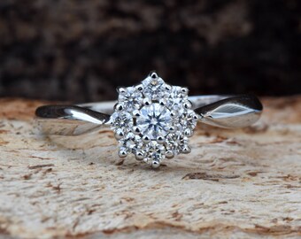 Cluster ring-Custom ring-Art deco ring-Vintage engagement ring -Engagement ring-Diamond Gold Ring-White Gold Ring-Flower diamond ring